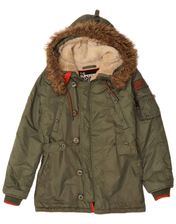 Jachetă parka cu glugă pentru bărbați SUPERDRY UK 36 Nylon verde mic