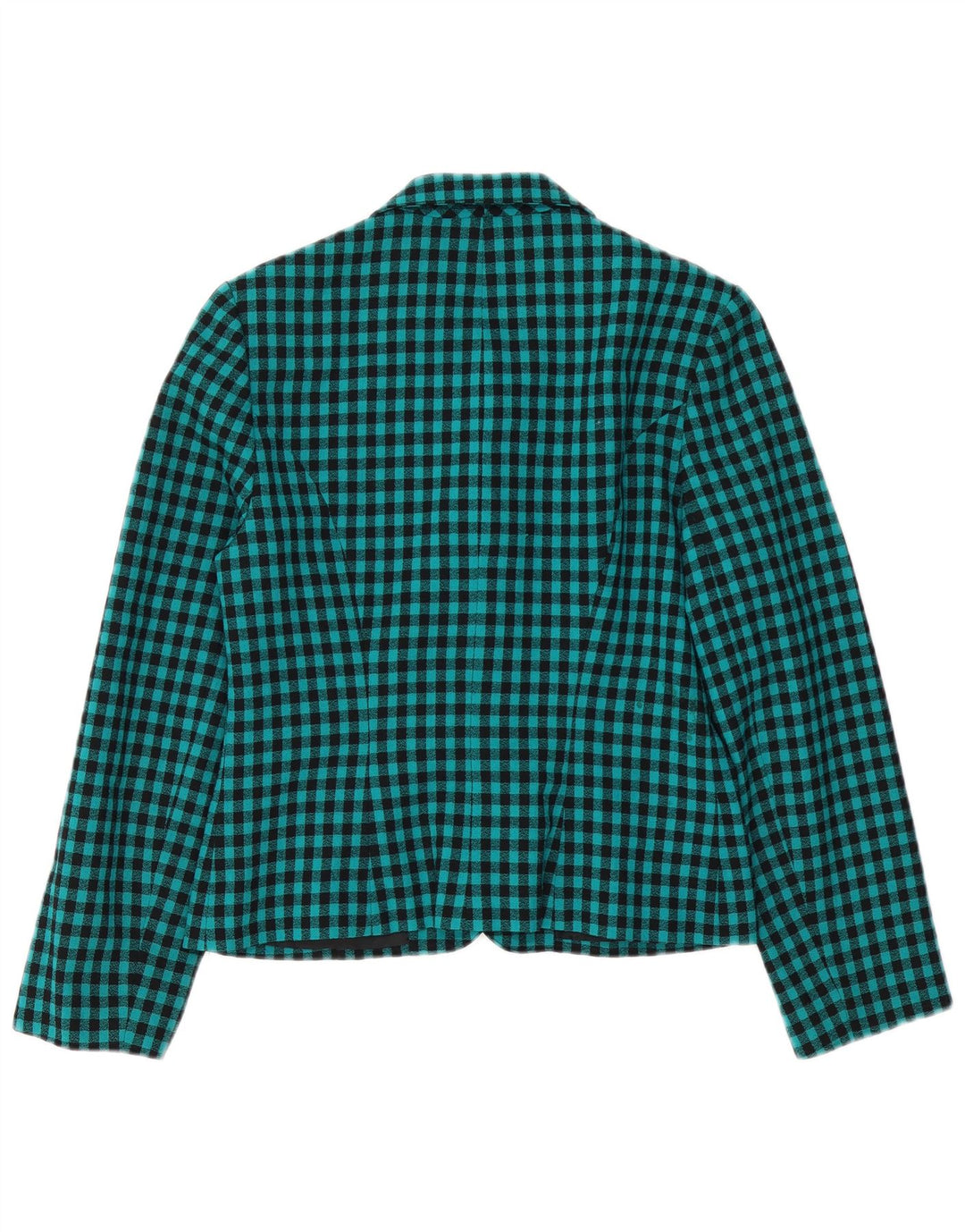 Jachetă pentru femei VINTAGE cu 7 nasturi, UK 12 Medium Green Gingham Lână