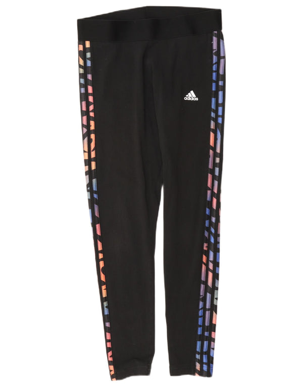 Leggings grafic Adidas pentru femei UK 12/14 bumbac mediu negru