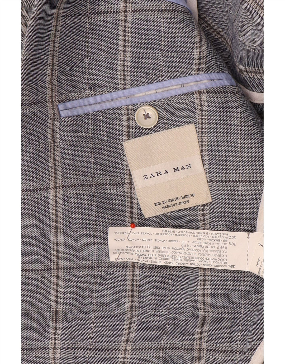 Jachetă Blazer pentru bărbați Zara EU 48 Mediu, bleumarin, cu carouri