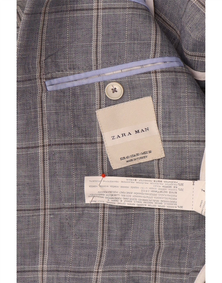 Jachetă Blazer pentru bărbați Zara EU 48 Mediu, bleumarin, cu carouri