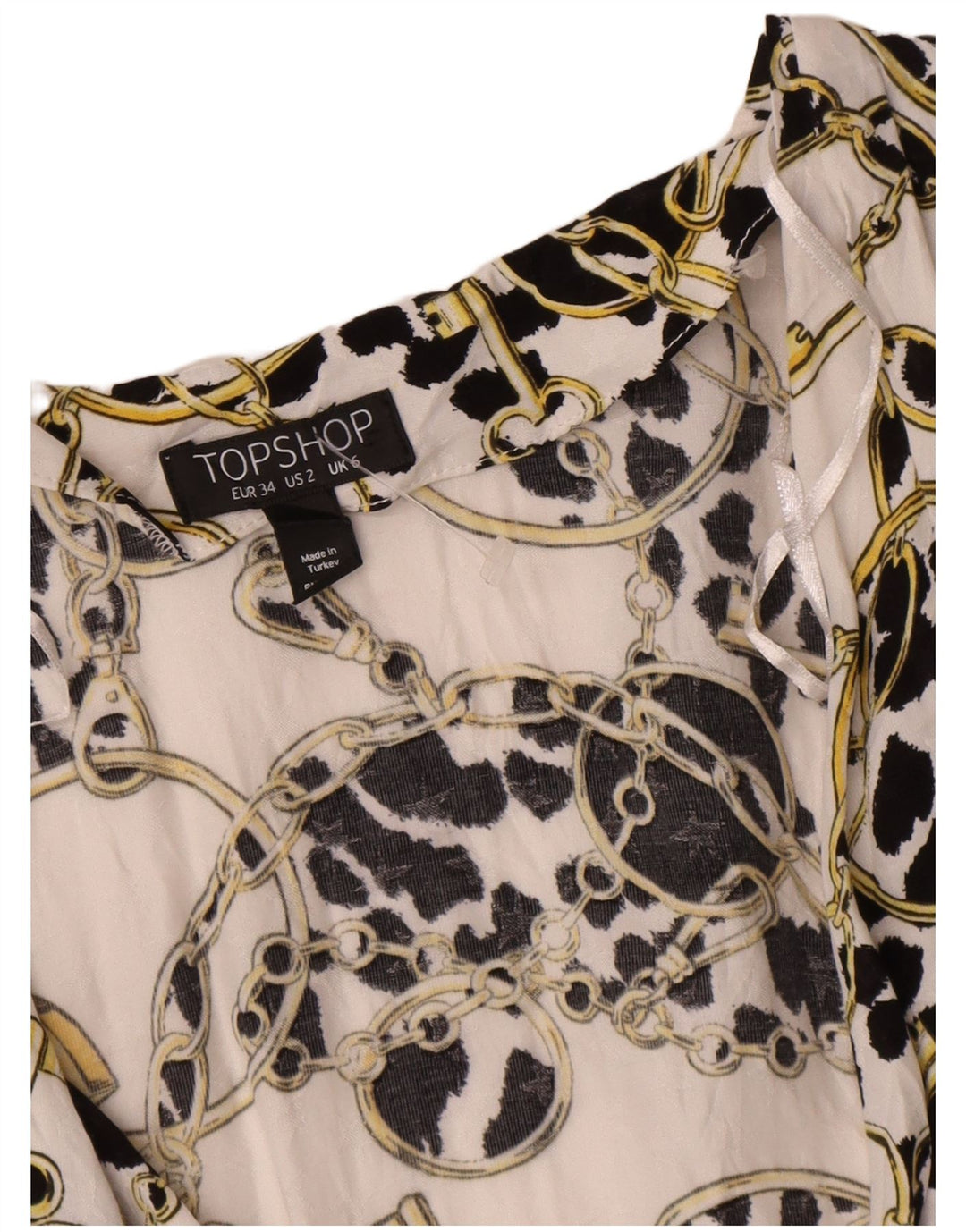 Topshop Womens Oversized Abstract Pattern Wrap Cardigan Top UK 6 XS Alb