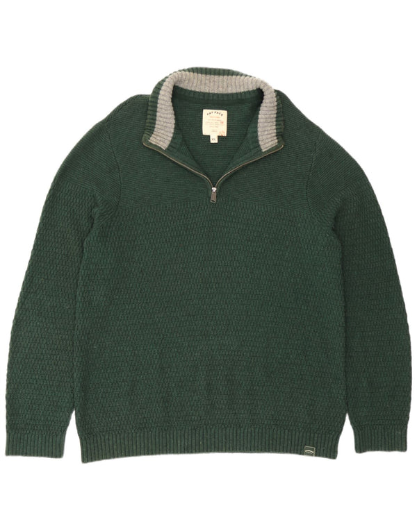 Fat Face Mens Zip Neck Jumper Sweater XL Green Cotton