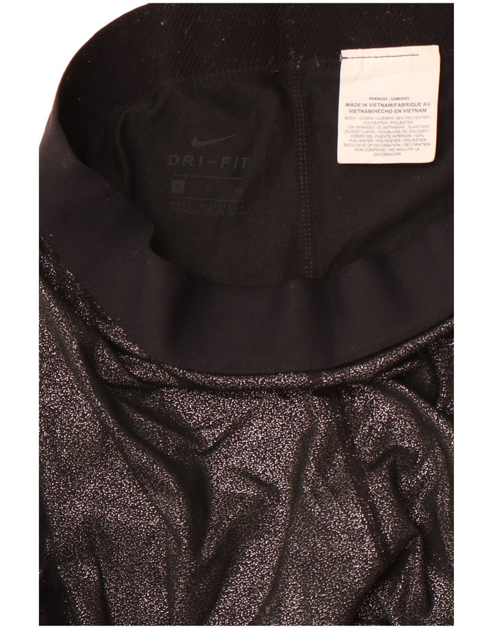 Leggings NIKE Dri Fit Graphic pentru femei UK 8 Poliester negru mic