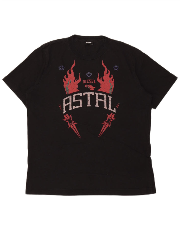 Tricou grafic pentru bărbați Diesel Top mare din bumbac negru