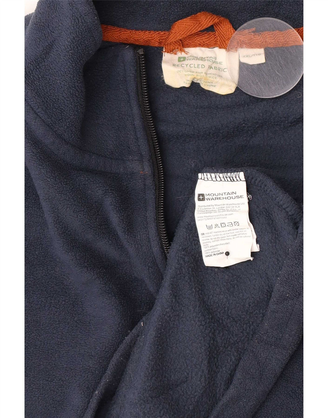 Pulover pentru bărbați Mountain Warehouse, cu fermoar și gât, din lână, 2XL, poliester bleumarin
