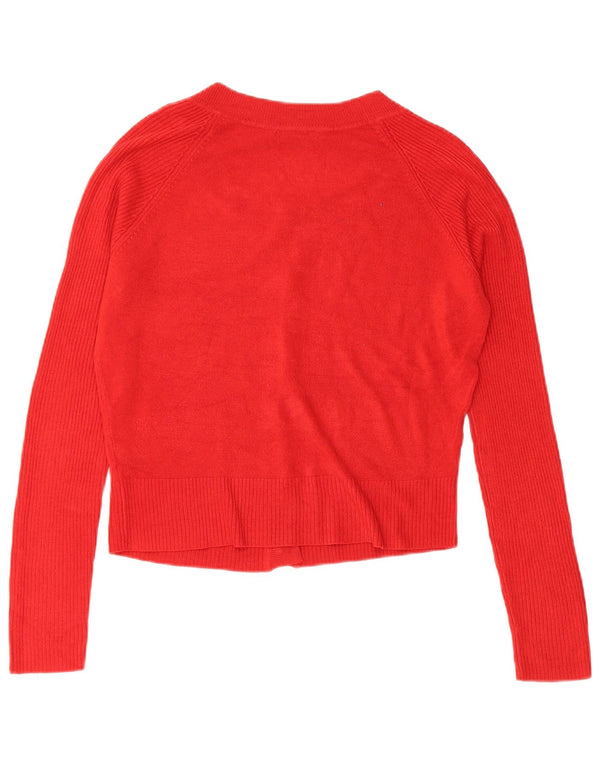 MARKS & SPENCER Pulover cardigan crop pentru femei UK 12 Medium Red Acrylic