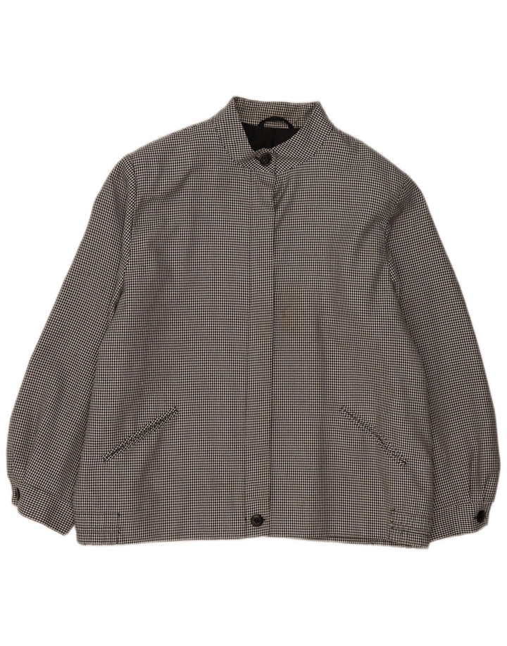 Jachetă Bomber Vintage pentru femei UK 20 2XL Poliester cu picior de găin negru