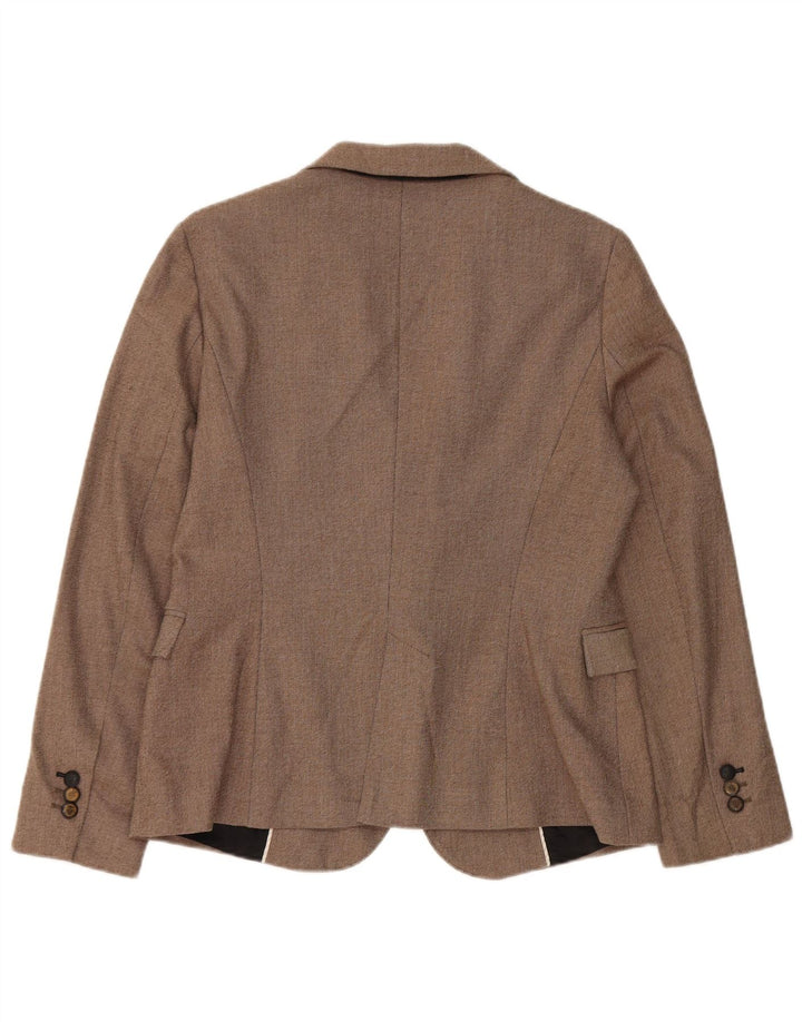 Blazer pentru femei Zara cu 1 nasture UK 14 Poliester maro mare