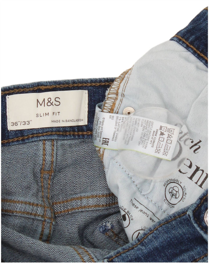 Blugi subțiri pentru bărbați Marks & Spencer W36 L33 Bumbac albastru