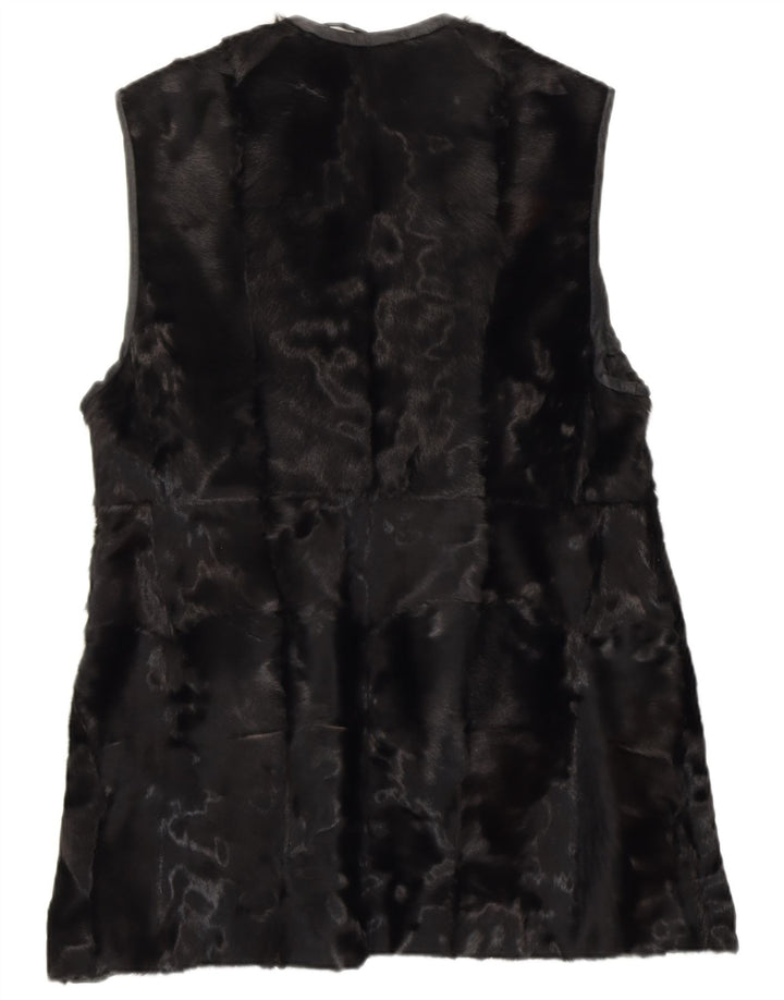 Gilet de blană vintage pentru femei UK 14 Medium Black