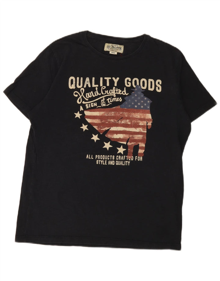 Tricou grafic Marlboro Classics pentru bărbați Top mediu din bumbac bleumarin