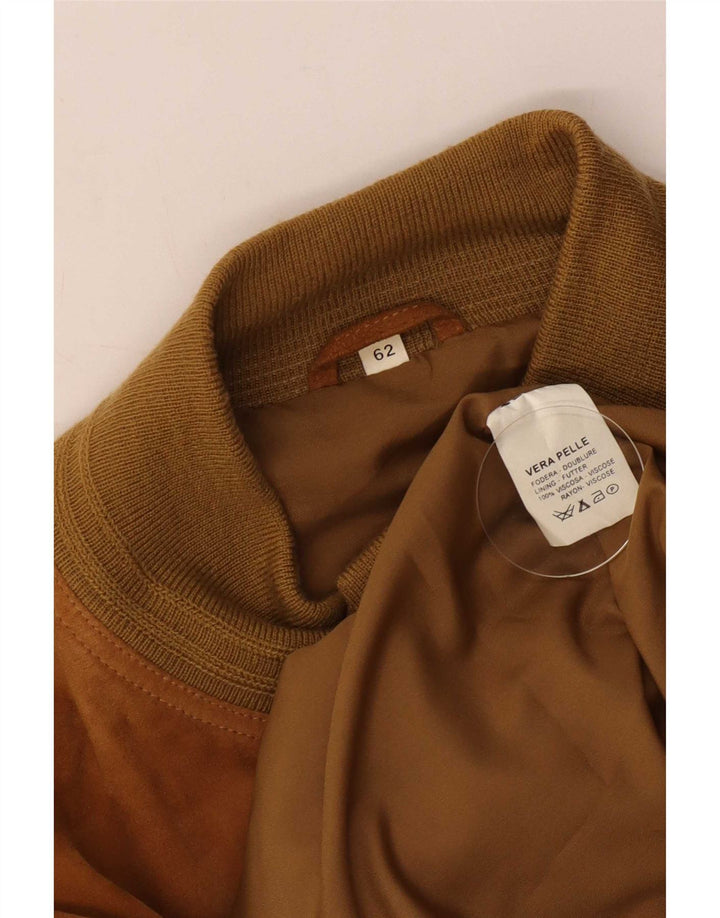 Jachetă Bomber Vintage pentru bărbați din piele intoarsa IT 62 6XL din piele maro