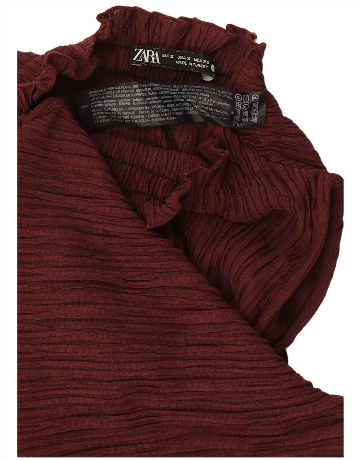 Top Halter pentru femei Zara UK 10 Small Burgundy Poliester
