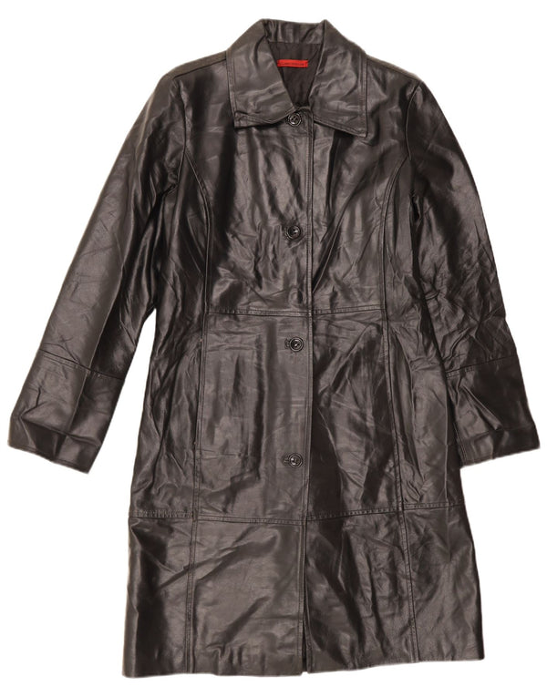 Palton din piele vintage pentru femei UK 14 Medium Black