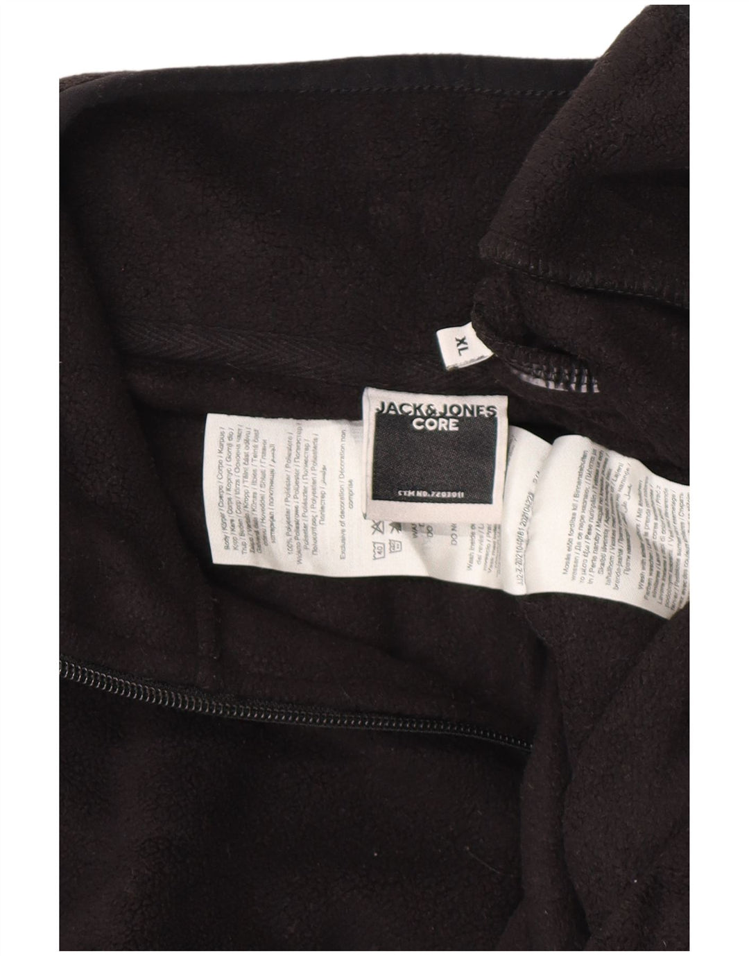 JACK & JONES Pulover pentru bărbați, cu fermoar și gât, XL, poliester negru