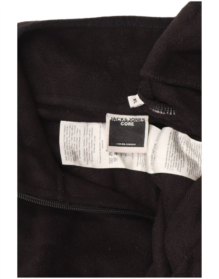 JACK & JONES Pulover pentru bărbați, cu fermoar și gât, XL, poliester negru
