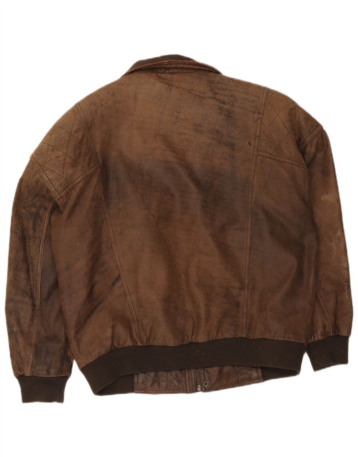 Jachetă Bomber din piele vintage pentru bărbați IT 54 2XL maro