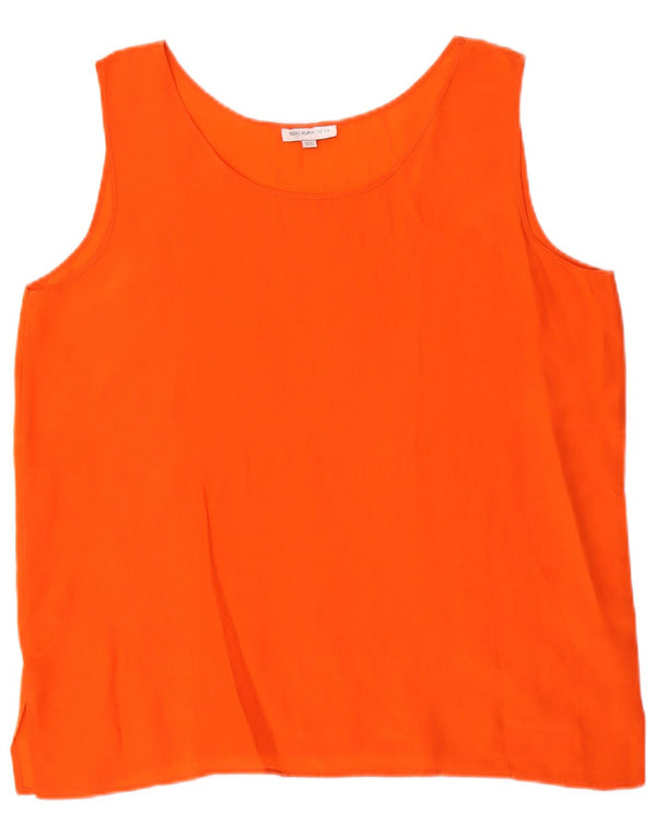 Bluză vintage pentru femei fără mâneci, UK 20 2XL, mătase portocalie