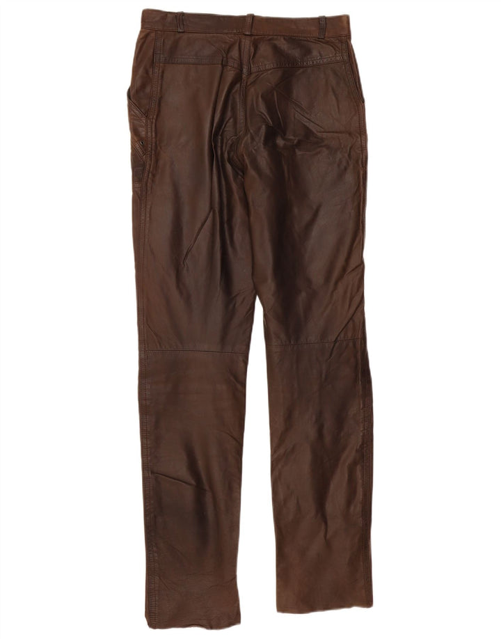 VINTAGE Pantaloni drepti din piele pentru femei EU 36 Small W28 L30 Piele maro
