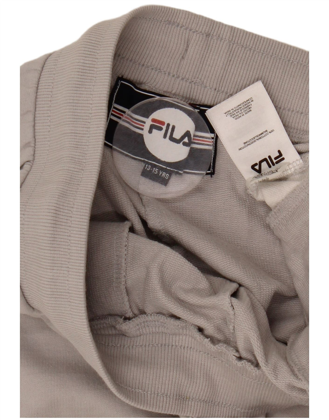 Pantaloni scurți sport FILA pentru băieți 13-14 ani, gri din bumbac color bloc