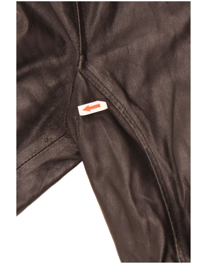 Palton de piele Bayside pentru femei UK 12 Medium Black Leather