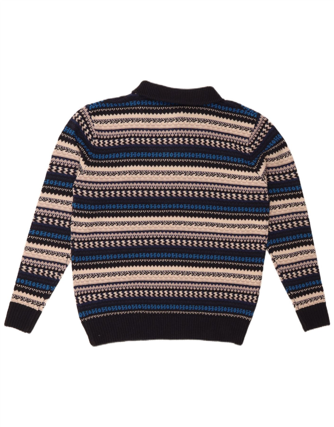 Pulover VINTAGE pentru bărbați, cu fermoar, cu gât, mediu, multicolor, cu dungi acrilice