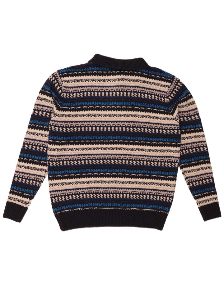 Pulover VINTAGE pentru bărbați, cu fermoar, cu gât, mediu, multicolor, cu dungi acrilice