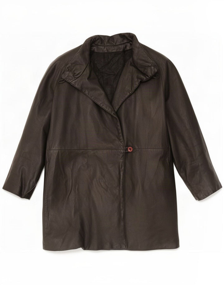 Palton de piele vintage pentru femei UK 16 mare negru