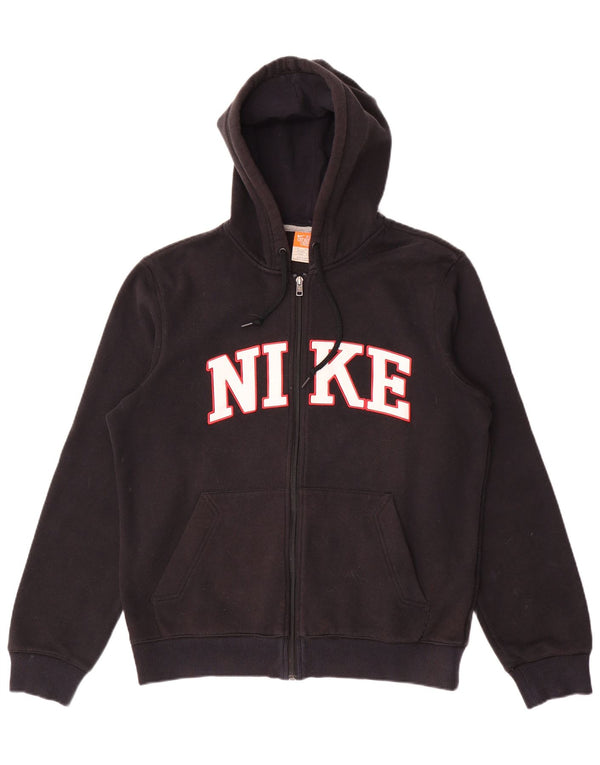 Nike Mens Graphic Zip Hoodie Sweater UK 38/40 Medium Black Cotton