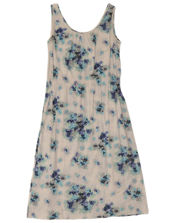 Rochie vintage pentru femei fără mâneci, în formă de A, IT 46, mare, albă, florală