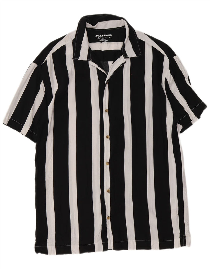 Cămașă cu mânecă scurtă Jack & Jones pentru bărbați, viscoză cu dungi negre medii