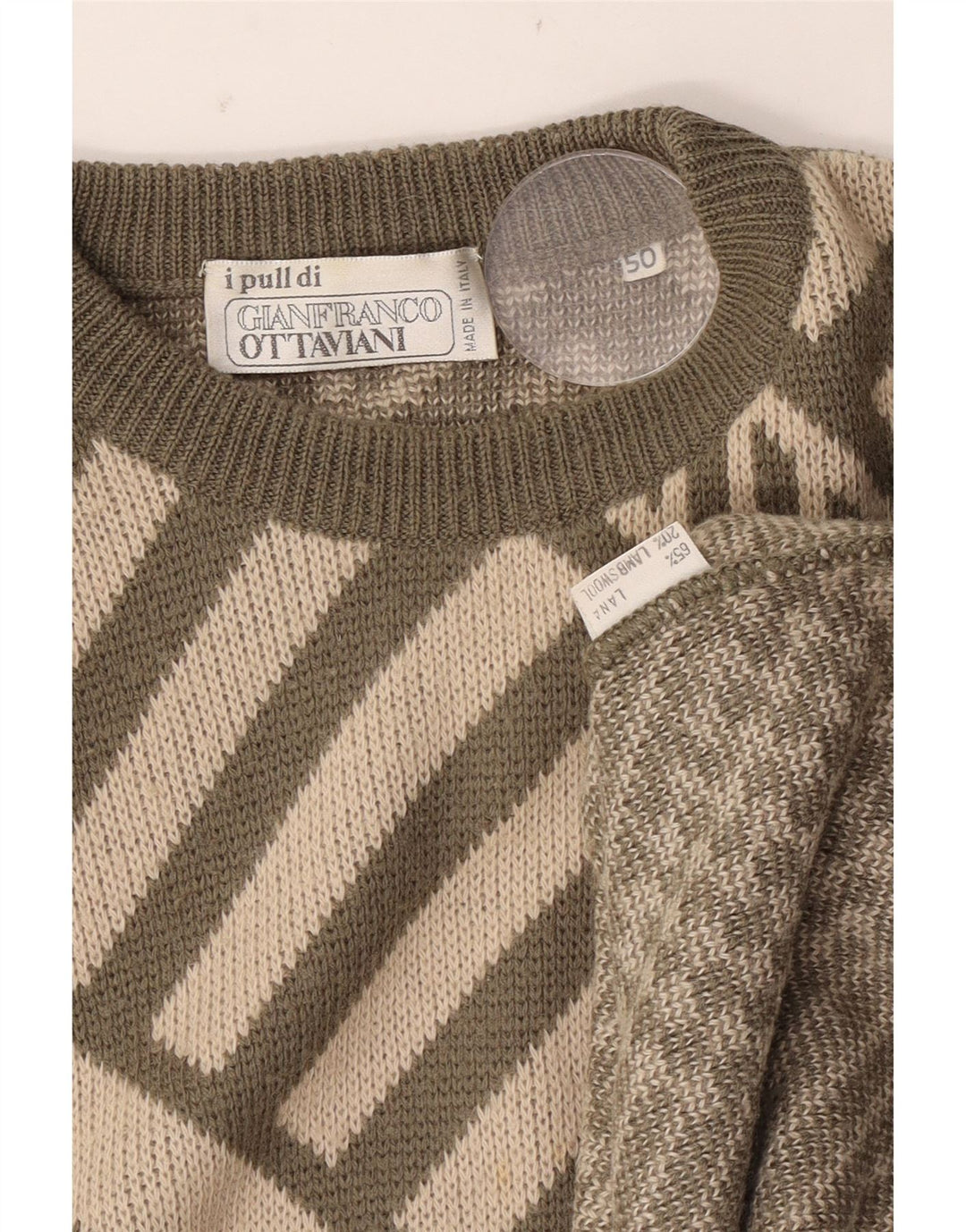 Gianfranco Ottaviani Pulover pentru bărbați cu gât crew IT 50 Medium Khaki