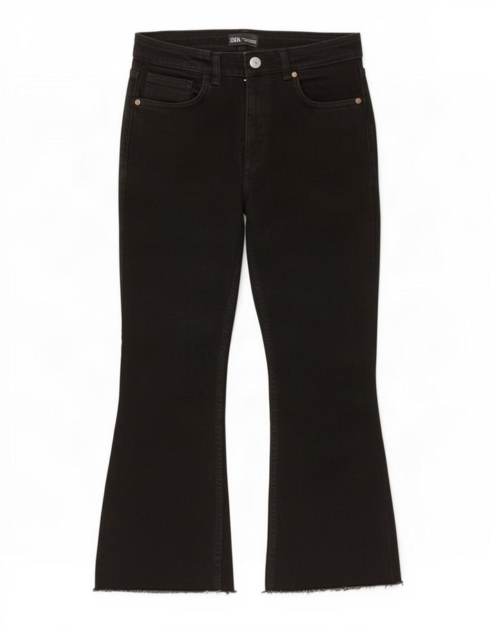 Blugi Zara Femei Crop Bootcut EU 40 Medium W30 L25 Negri