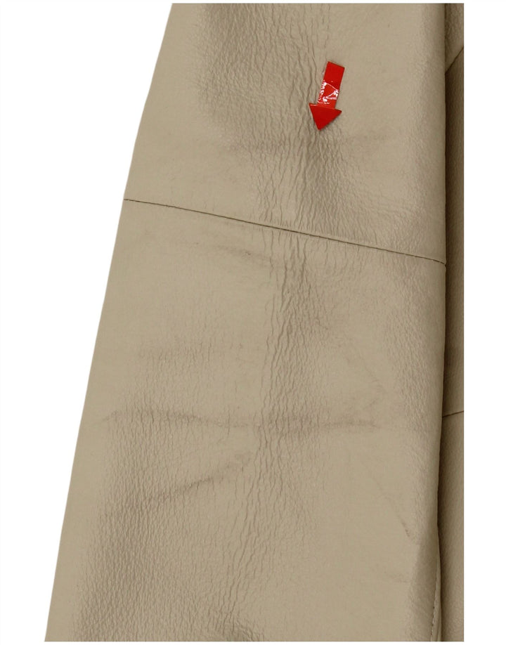 Palton din piele vintage pentru femei UK 12 Medium Beige Piele