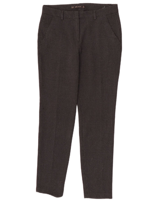 Zara Womens Slim Chino Trousers EU 34 2XS W24 L28 Black Spotted Polyester