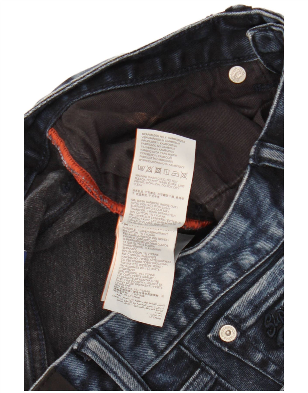Pantaloni scurți din blugi pentru bărbați Superdry W32, bumbac, albastru bleumarin mediu