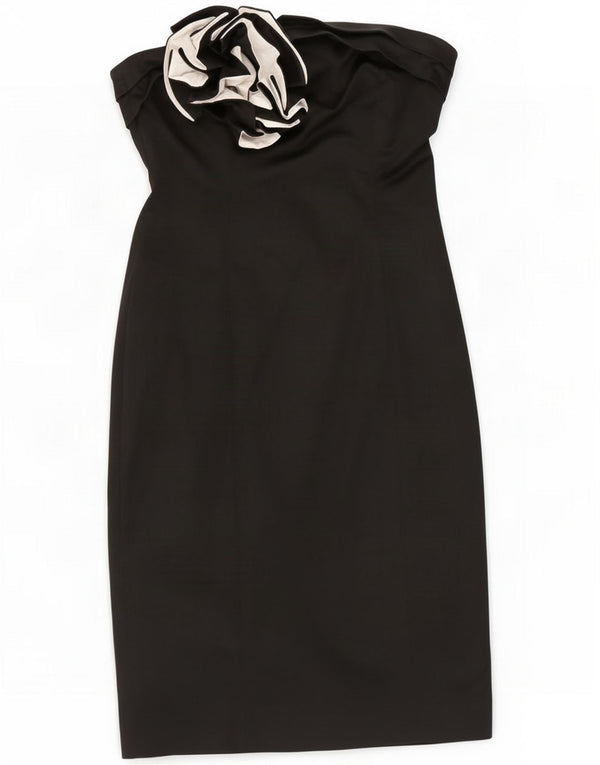 Rochie Coastă pentru femei fără bretele UK 12 Medium Black Floral Acetat