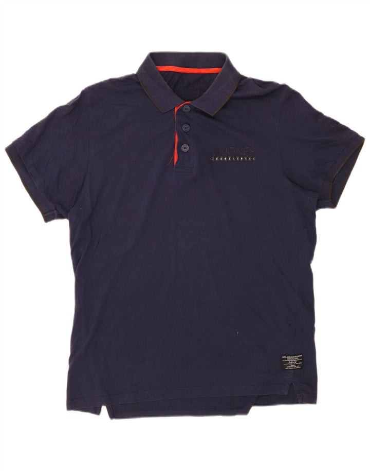 Cămașă polo pentru bărbați JACK & JONES, mare din bumbac bleumarin