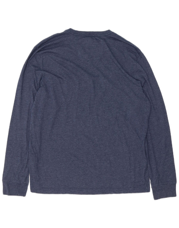 Nautica Mens Top Long Sleeve Large Navy Blue Colourblock Cotton