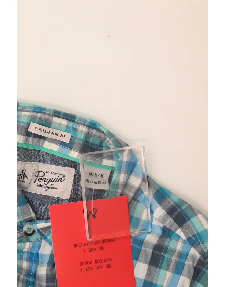 Cămașă pentru bărbați Penguin Heritage Slim Fit, carouri albastre medii