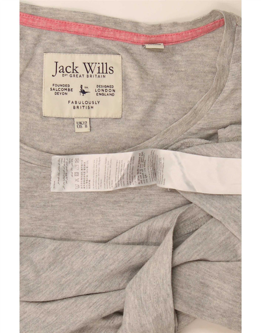 Tricou Jack Wills pentru femei Top UK 12 Medium Gri Pete Bumbac