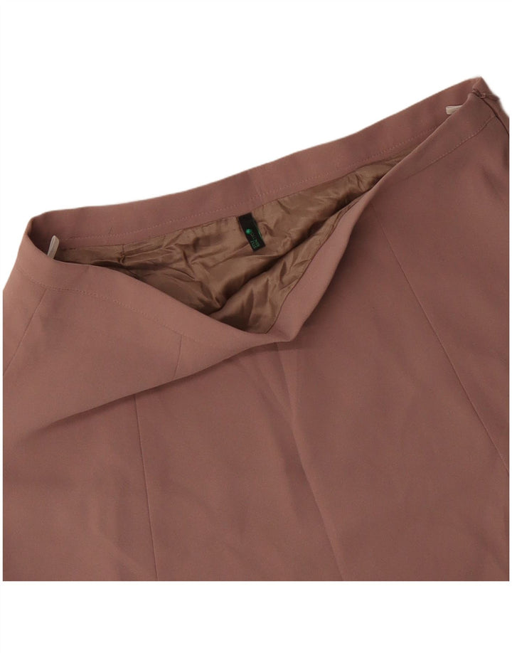 Fusta în formă de A pentru femei BENETTON UK 14 mare W34 poliester floral roz