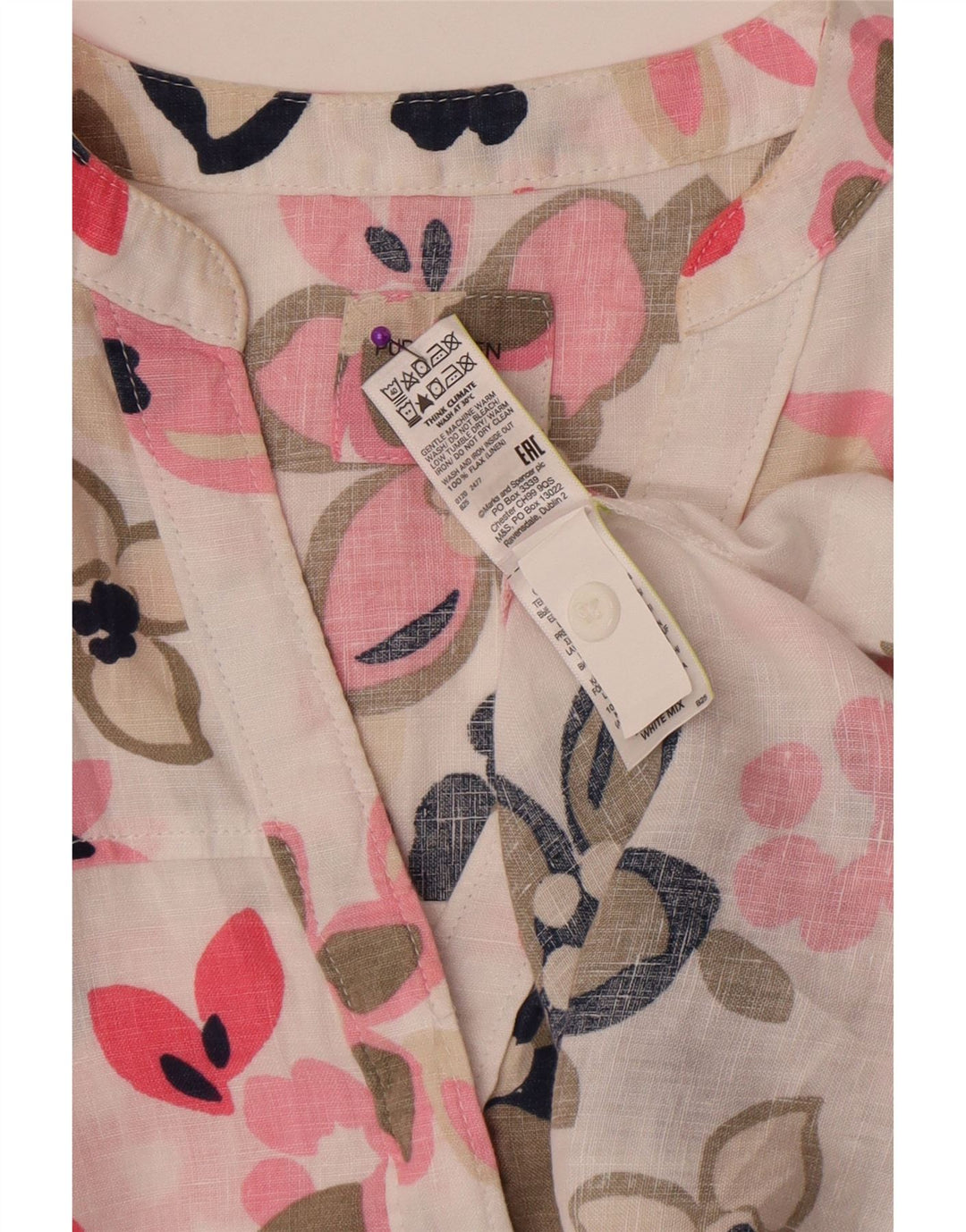 Bluză supradimensionată pentru femei Marks & Spencer UK 12 Medium White Floral Linen