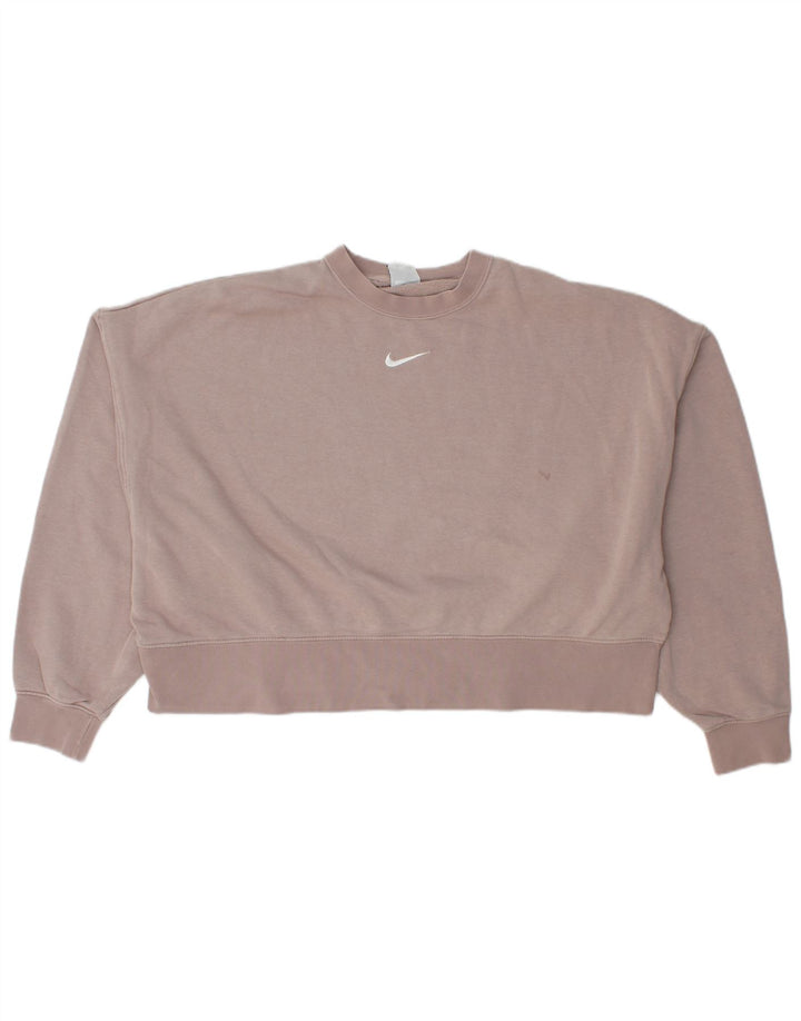 Pulover de hanorac supradimensionat pentru femei Nike UK 14, bumbac roz mediu