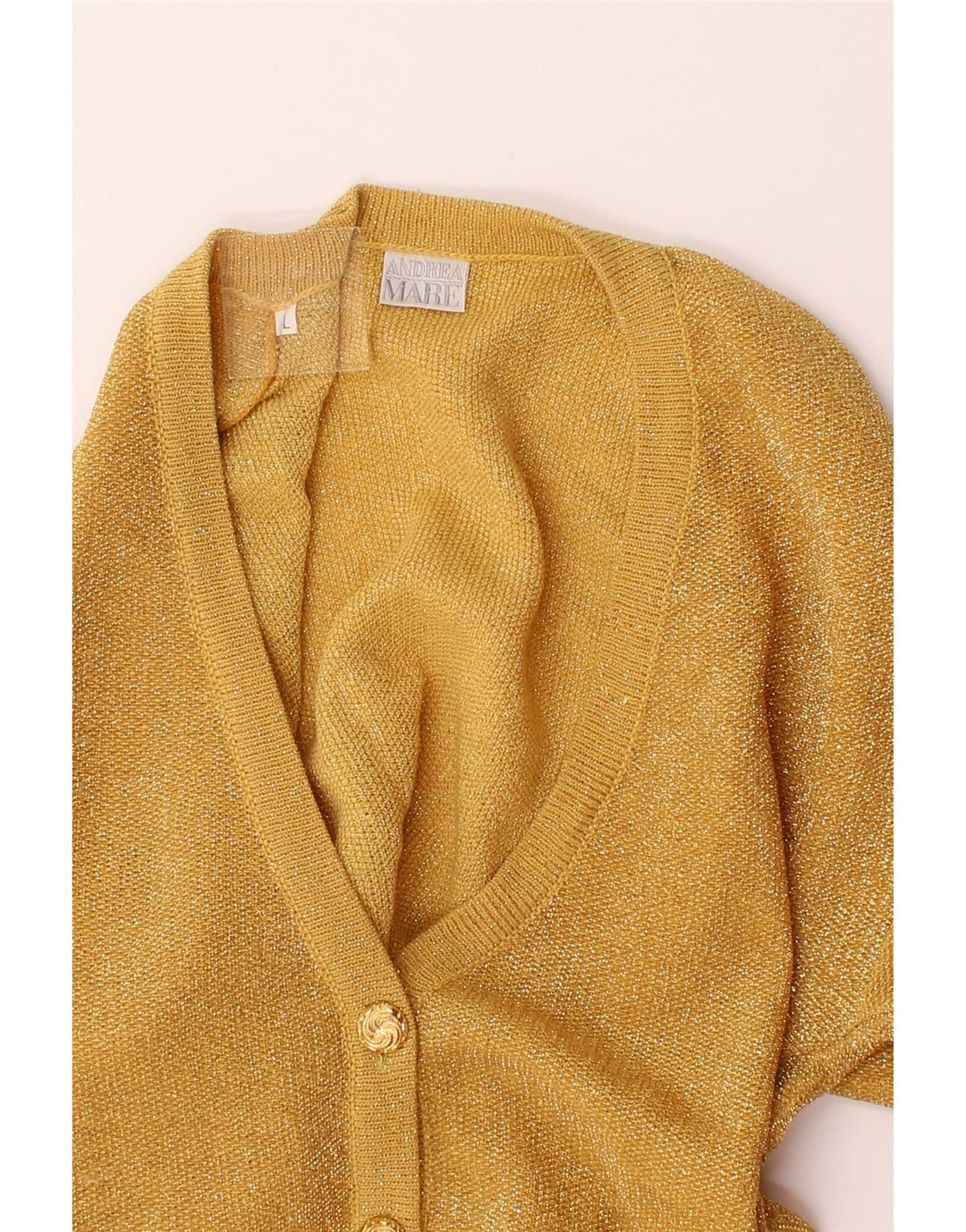 ANDREA MARE Womens Cardigan Sweater UK 16 Large Yellow Wool Vintage Andrea Mare and Second-Hand Andrea Mare from Messina Hembry 