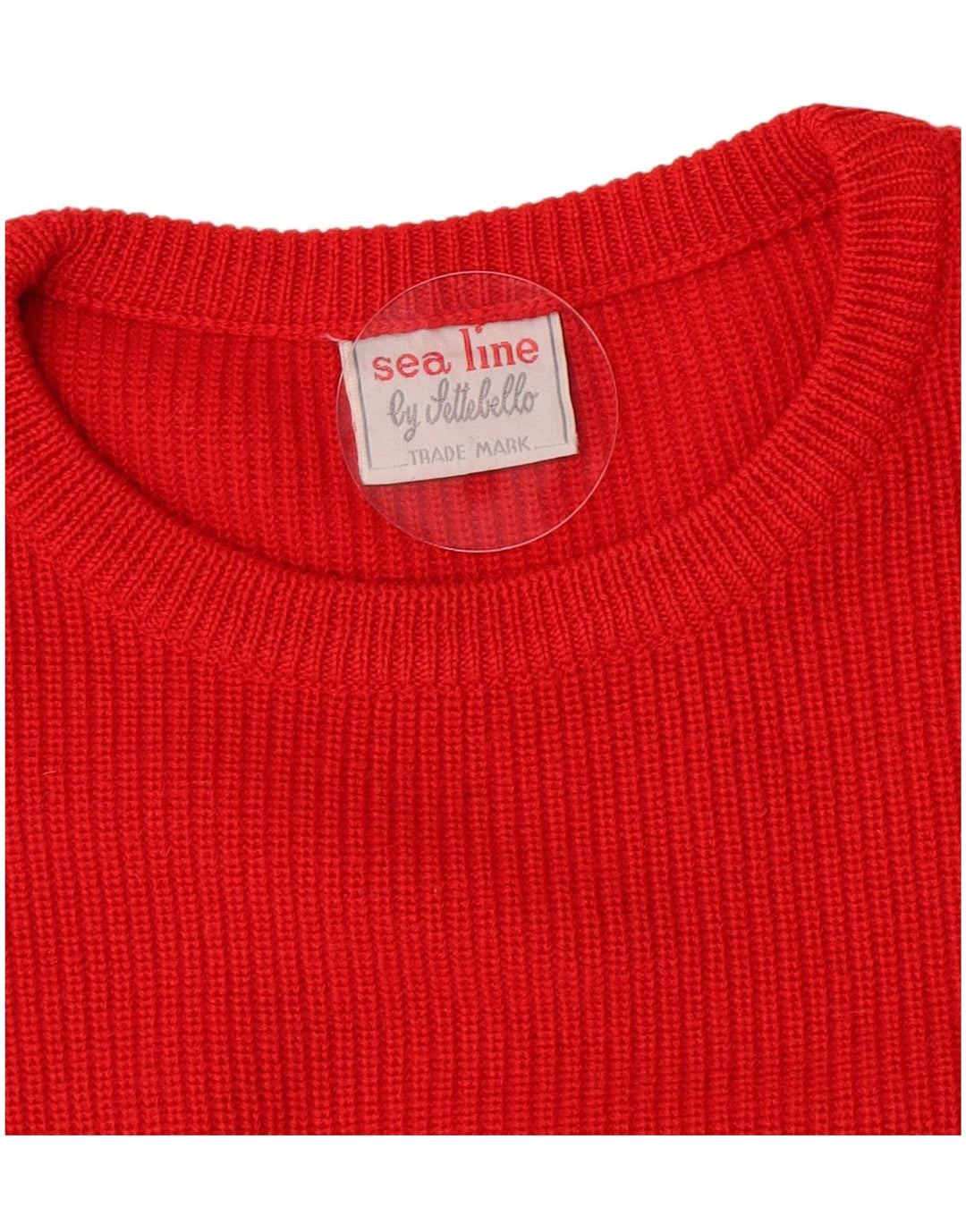 Pulover vintage pentru bărbați cu gât roșu, lână virgină, roșie medie