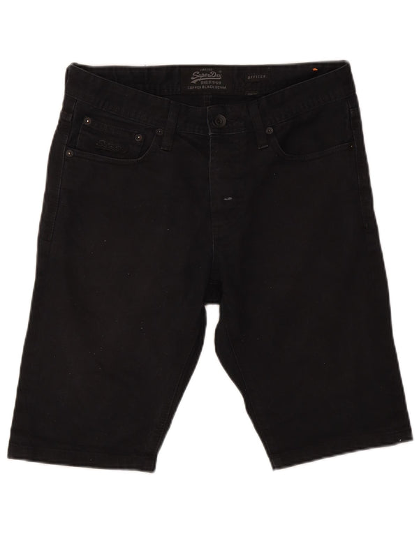 Superdry Mens Officer Denim Shorts Medium W32 Navy Blue Bumbac