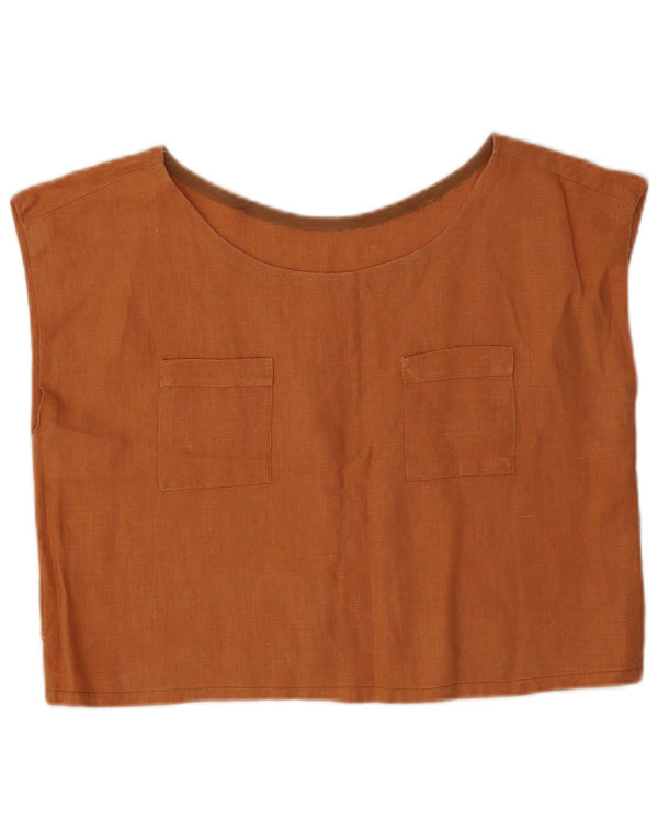 Bluză Vintage pentru femei Crop Top UK 12 Maro Mediu