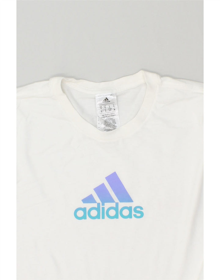 ADIDAS Mens Graphic T-Shirt Top Small White Cotton Vintage Adidas and Second-Hand Adidas from Messina Hembry 